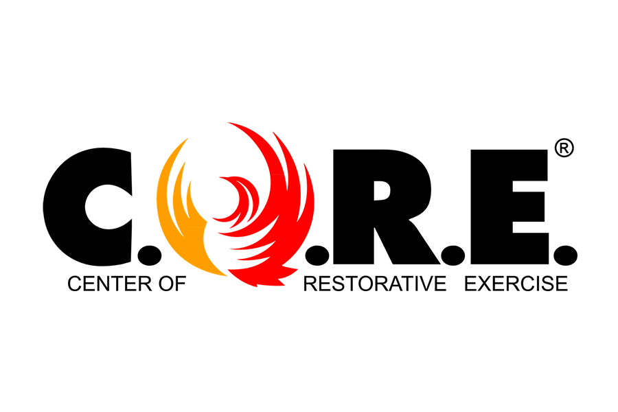 A logo for the center of restorative exercise.