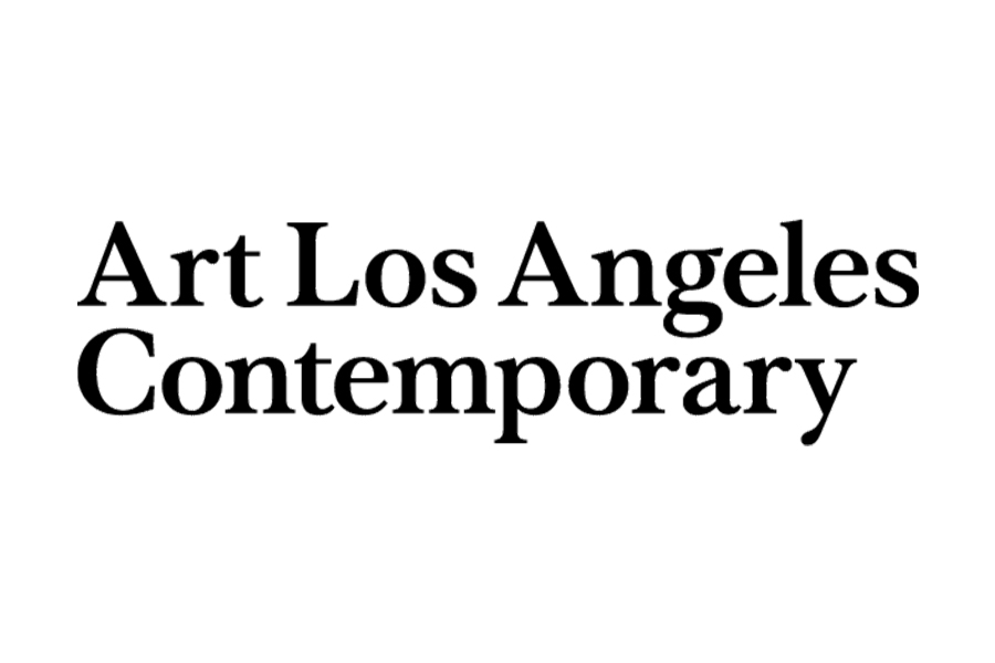 A black and white image of the words " art los angeles contemporary."