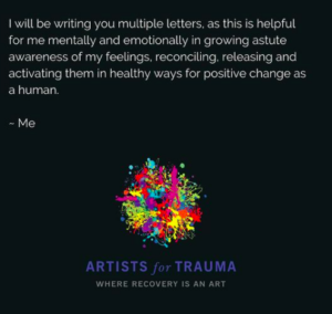 Quote with Artists for Trauma colorful logo