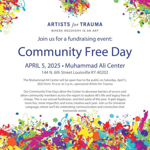 Community Free Day event flyer, colorful design.