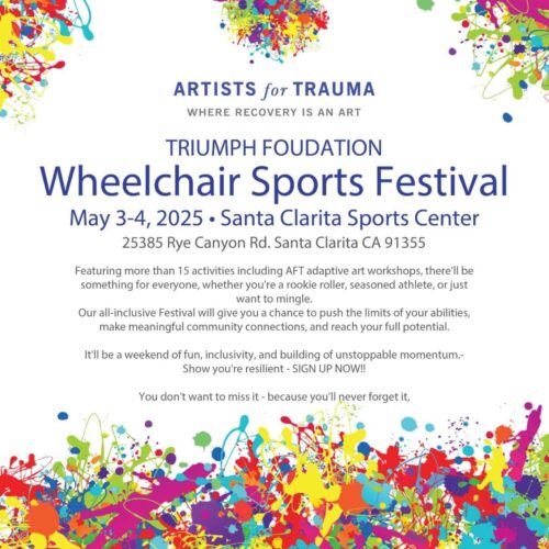 Wheelchair Sports Festival flyer with colorful design.